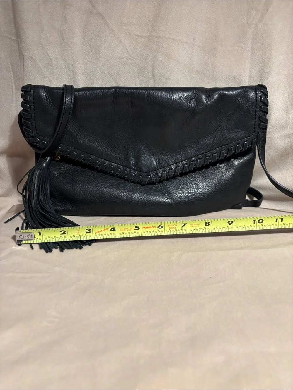 Hobo Black Leather Fringe Crossbody Bag - Classic Women's Shoulder Bag Boho Y2K